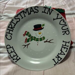 Vintage 1998 Festive Snowman Christmas Plate